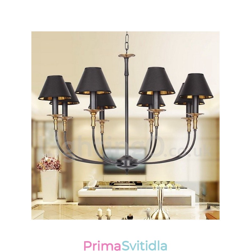 8 Light Retro Black Contemporary Candle Style Luster