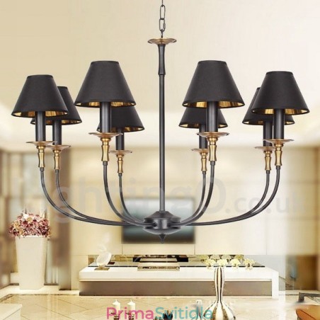 8 Light Retro Black Contemporary Candle Style Luster 8 Light Retro Black Contemporary Candle Style Luster