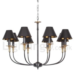 8 Light Retro Black Contemporary Candle Style Luster