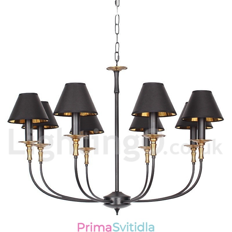 8 Light Retro Black Contemporary Candle Style Luster
