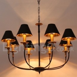 8 Light Retro Black Contemporary Candle Style Luster
