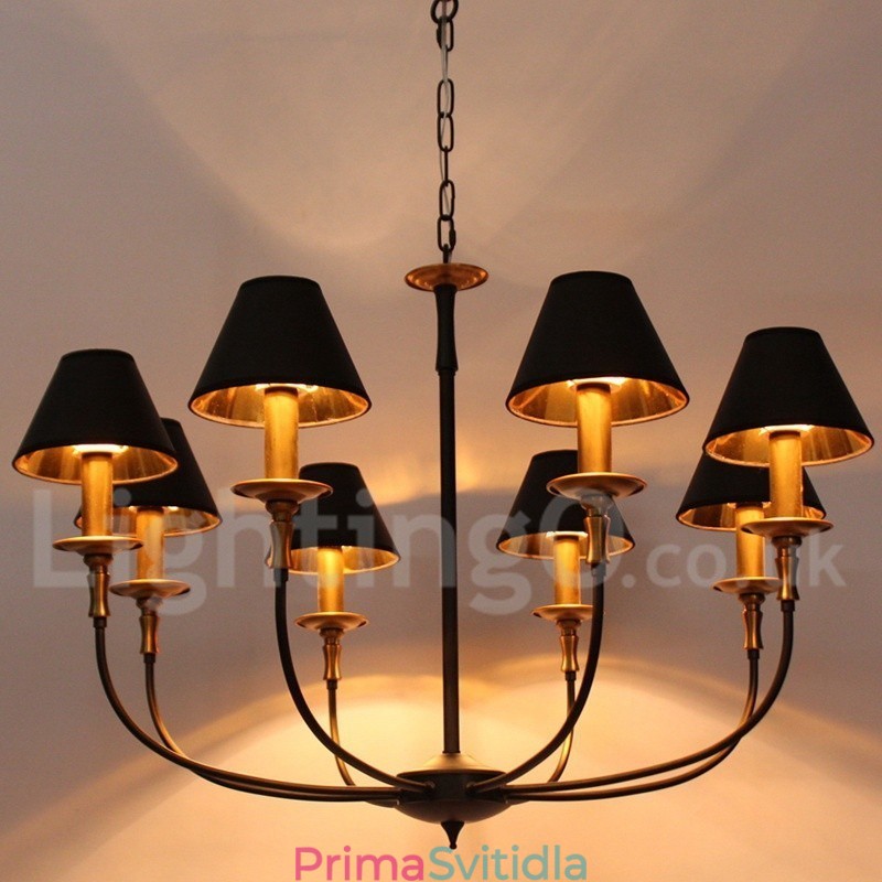 8 Light Retro Black Contemporary Candle Style Luster