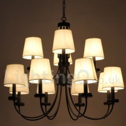 12 Light Retro Contemporary 2 Tier Black Candle Style Lustr
