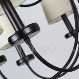 12 Light Retro Contemporary 2 Tier Black Candle Style Lustr