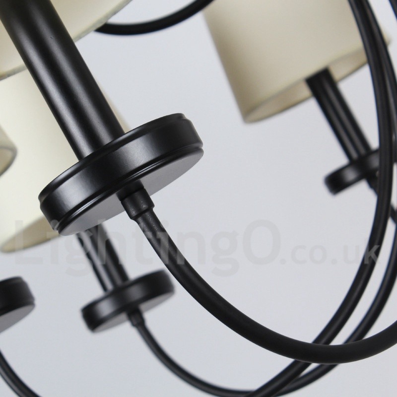 12 Light Retro Contemporary 2 Tier Black Candle Style Lustr