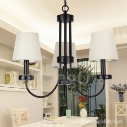 3 Light Retro Contemporary Black Candle Style Lustr