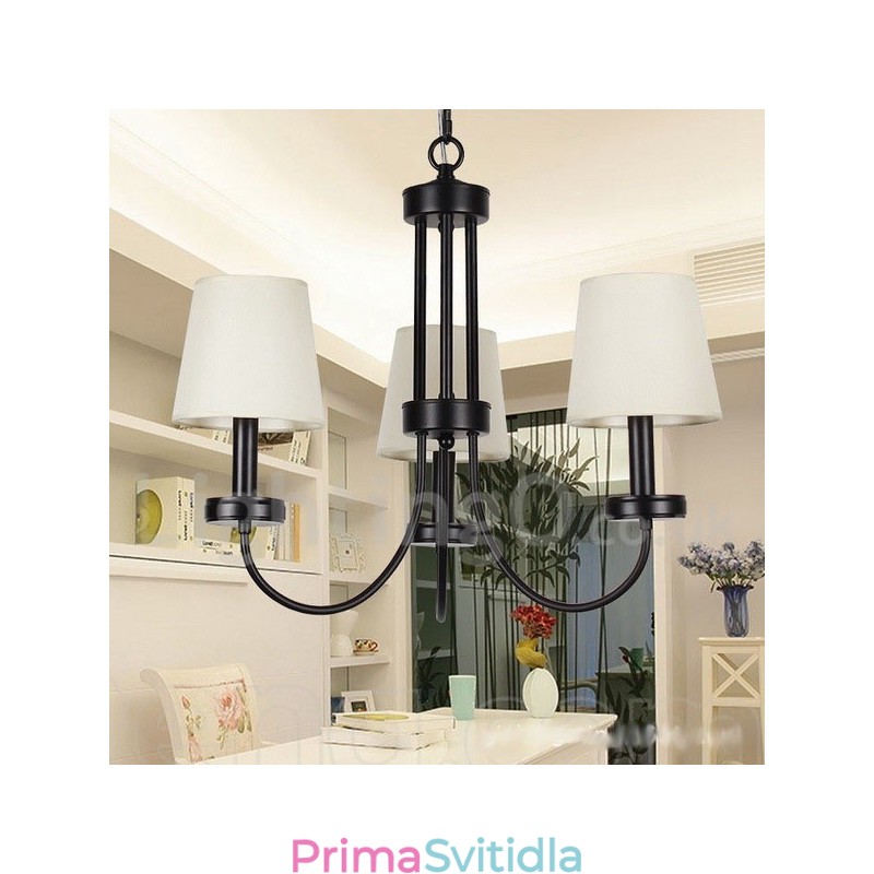 3 Light Retro Contemporary Black Candle Style Lustr