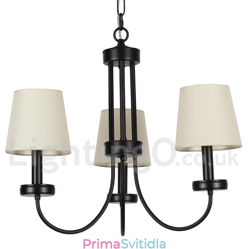 3 Light Retro Contemporary Black Candle Style Lustr