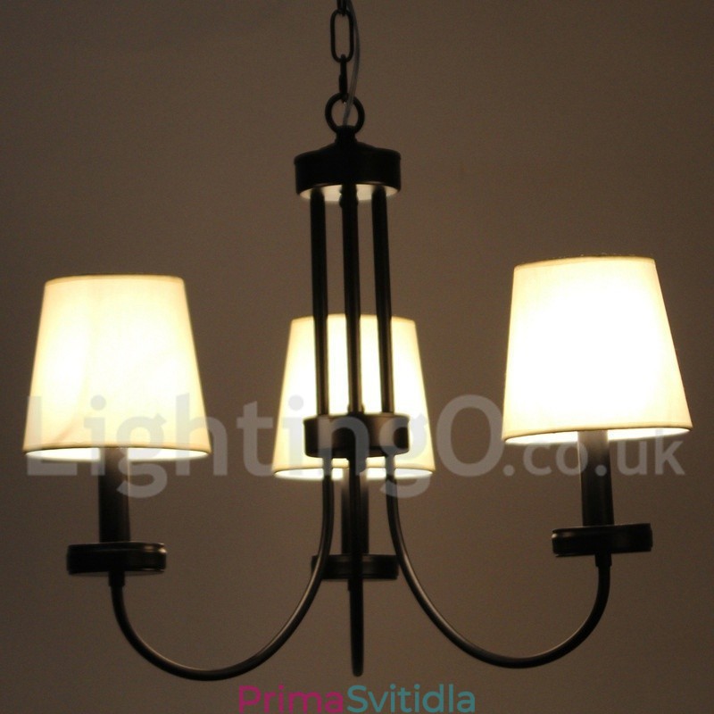 3 Light Retro Contemporary Black Candle Style Lustr
