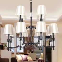 12 Světle černý 2patrový velký lustr Moderní moderní lustr ve stylu svíček