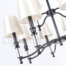 12 Světle černý 2patrový velký lustr Moderní moderní lustr ve stylu svíček
