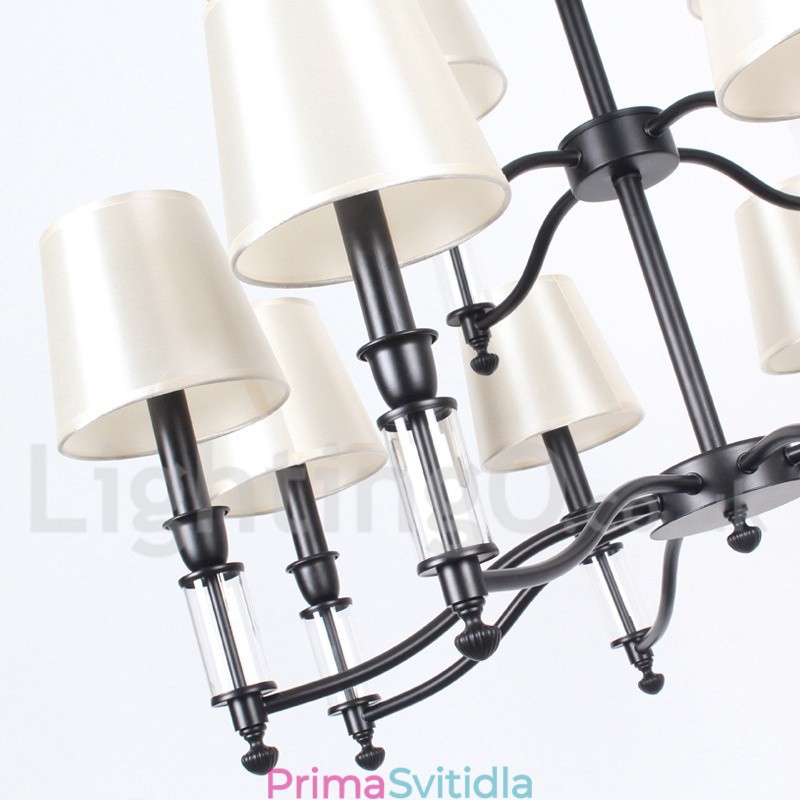 12 Světle černý 2patrový velký lustr Moderní moderní lustr ve stylu svíček