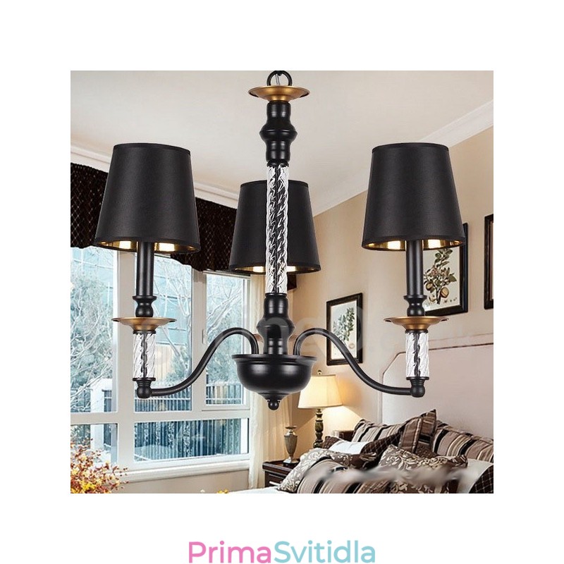 3 Světle černý lustr ve stylu retro svíčky