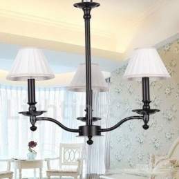 3 Light Retro Contemporary Black Candle Style Lustr