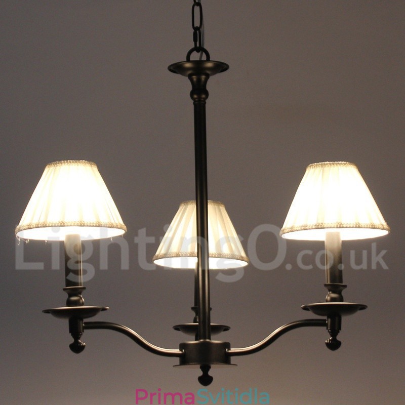 3 Light Retro Contemporary Black Candle Style Lustr