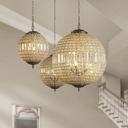 Globe Moderní K9 Křišťálové stropní závěsné světlo Vnitřní lustr Bubnové Osvětlovací lampy