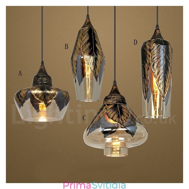 Evropská retro skleněná závěsná lampa do salonku