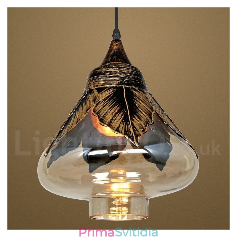 Evropská retro skleněná závěsná lampa do salonku