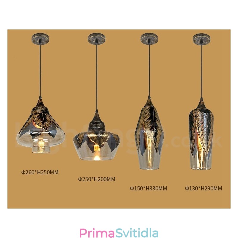 Evropská retro skleněná závěsná lampa do salonku