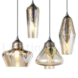 Evropská retro skleněná závěsná lampa do salonku