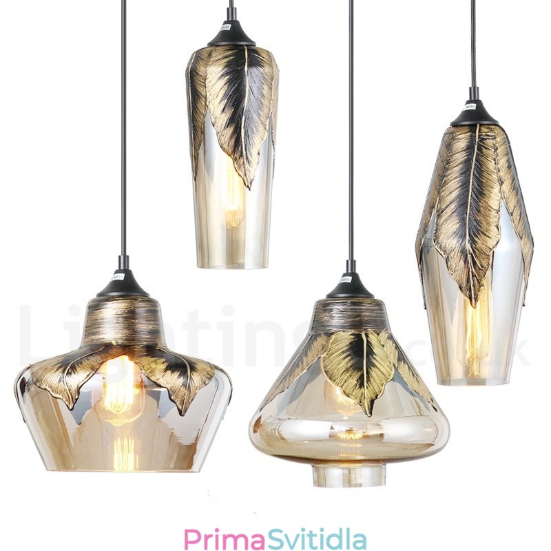 Evropská retro skleněná závěsná lampa do salonku