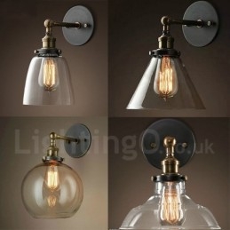 Nástěnné svítidlo do ložnice 1 Light Rustic Lodge se skleněným stínidlem