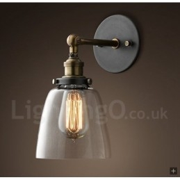 Nástěnné svítidlo do ložnice 1 Light Rustic Lodge se skleněným stínidlem