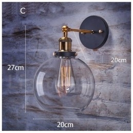 Nástěnné svítidlo do ložnice 1 Light Rustic Lodge se skleněným stínidlem