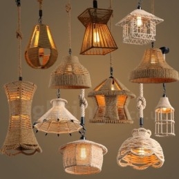 1 Light Rustic Lodge Pendant Light Cafe Konopné provazové závěsné svítidlo