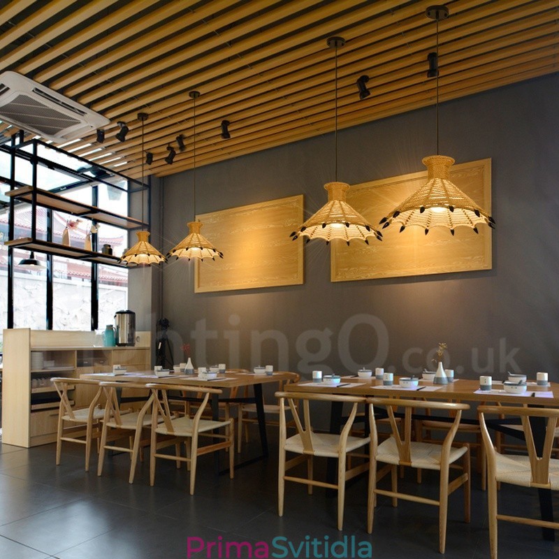 1 Light Rustic Lodge Pendant Light Cafe Konopné provazové závěsné svítidlo