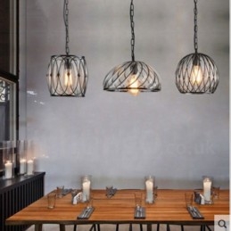 1 Light Vintage Cafe Skleněné závěsné světlo Loft Závěsná lampa