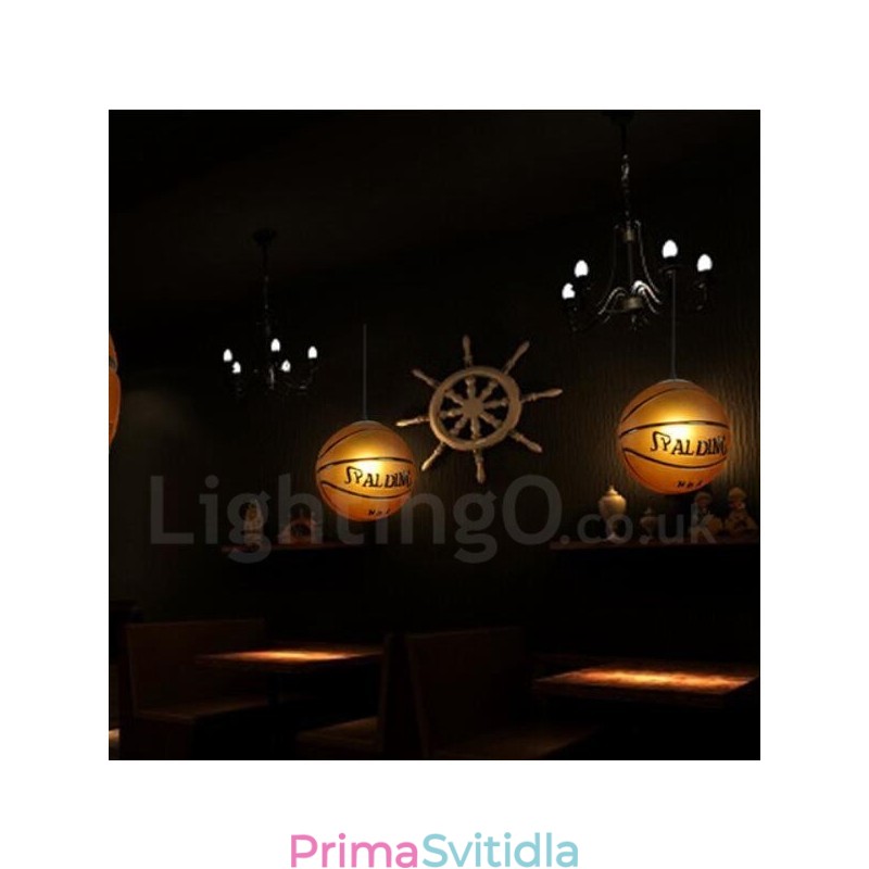 1 Light Vintage Moderní Současné Basketbalové Skleněné Stínidlo Závěsné Světlo