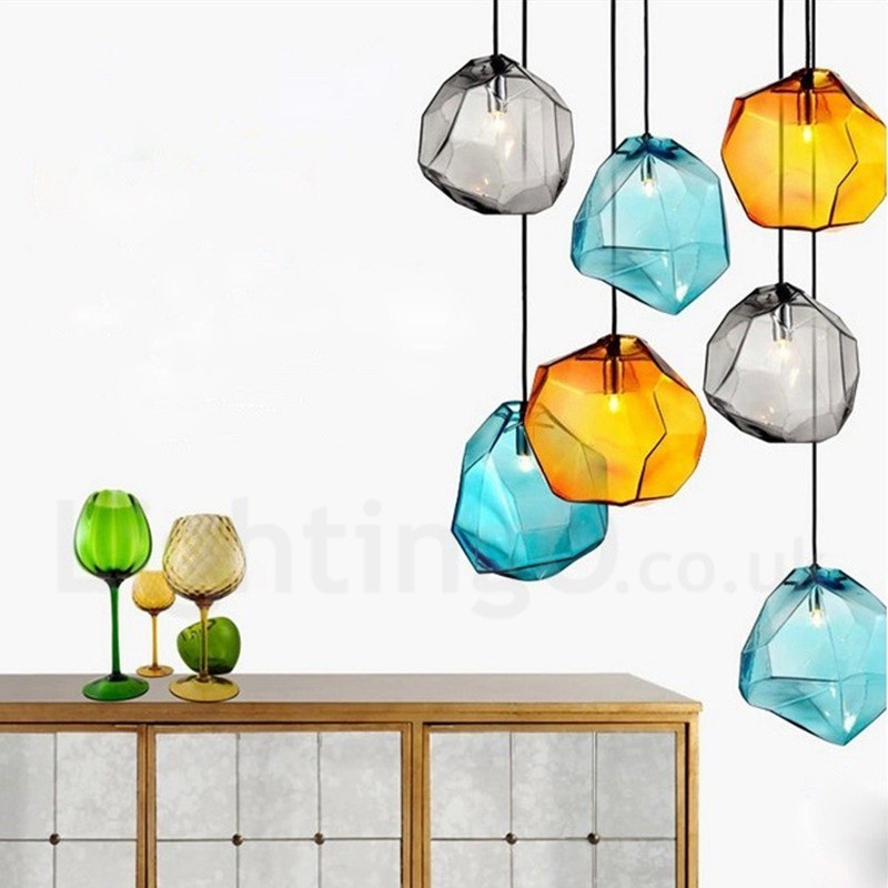 1 Light Rustic Lodge Závěsné svítidlo se skleněným stínidlem