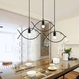 1 Light Rustic Lodge Retro Fish Pendant Light s ocelovým stínidlem