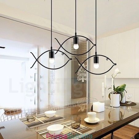 1 Light Rustic Lodge Retro Fish Pendant Light s ocelovým stínidlem 1 Light Rustic Lodge Retro Fish Pendant Light s ocelovým stínidlem