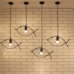 1 Light Rustic Lodge Retro Fish Pendant Light s ocelovým stínidlem