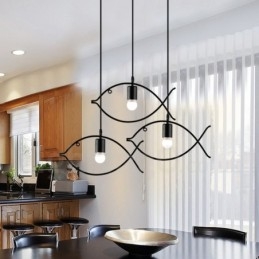 1 Light Rustic Lodge Retro Fish Pendant Light s ocelovým stínidlem