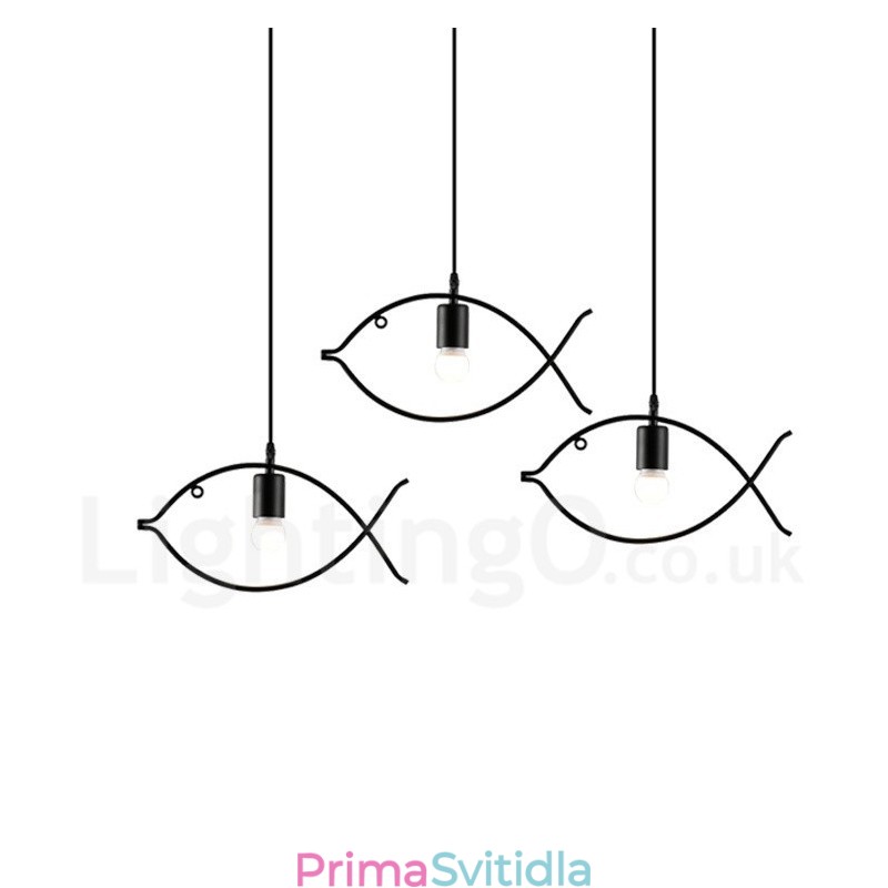 1 Light Rustic Lodge Retro Fish Pendant Light s ocelovým stínidlem