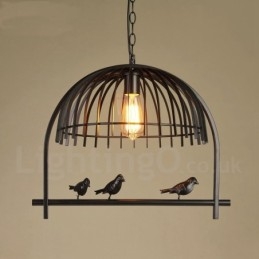 1 Light Rustic Lodge Retro Birdcage závěsné světlo s ocelovým stínidlem