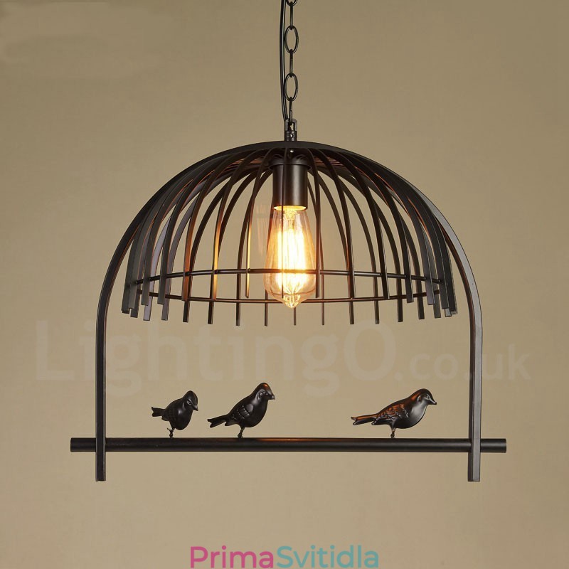 1 Light Rustic Lodge Retro Birdcage závěsné světlo s ocelovým stínidlem