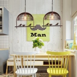 1 Light Rustic Lodge Retro Birdcage závěsné světlo s ocelovým stínidlem