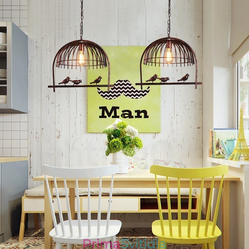 1 Light Rustic Lodge Retro Birdcage závěsné světlo s ocelovým stínidlem