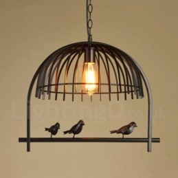 1 Light Rustic Lodge Retro Birdcage závěsné světlo s ocelovým stínidlem
