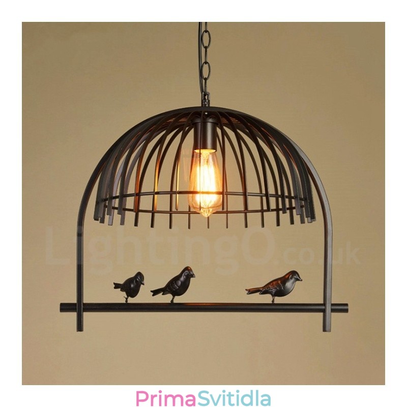 1 Light Rustic Lodge Retro Birdcage závěsné světlo s ocelovým stínidlem