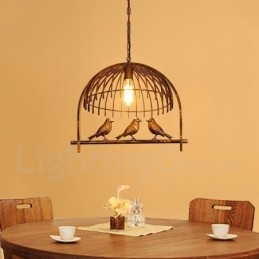 1 Light Rustic Lodge Retro Birdcage závěsné světlo s ocelovým stínidlem