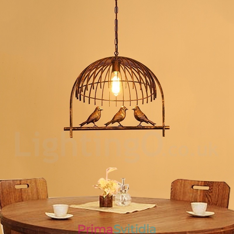 1 Light Rustic Lodge Retro Birdcage závěsné světlo s ocelovým stínidlem
