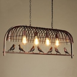 4 Light Rustic Lodge Retro Birdcage závěsné světlo s ocelovým stínidlem