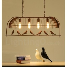 4 Light Rustic Lodge Retro Birdcage závěsné světlo s ocelovým stínidlem