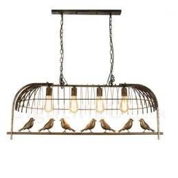 4 Light Rustic Lodge Retro Birdcage závěsné světlo s ocelovým stínidlem