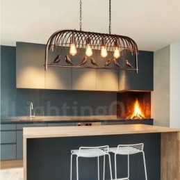 4 Light Rustic Lodge Retro Birdcage závěsné světlo s ocelovým stínidlem
